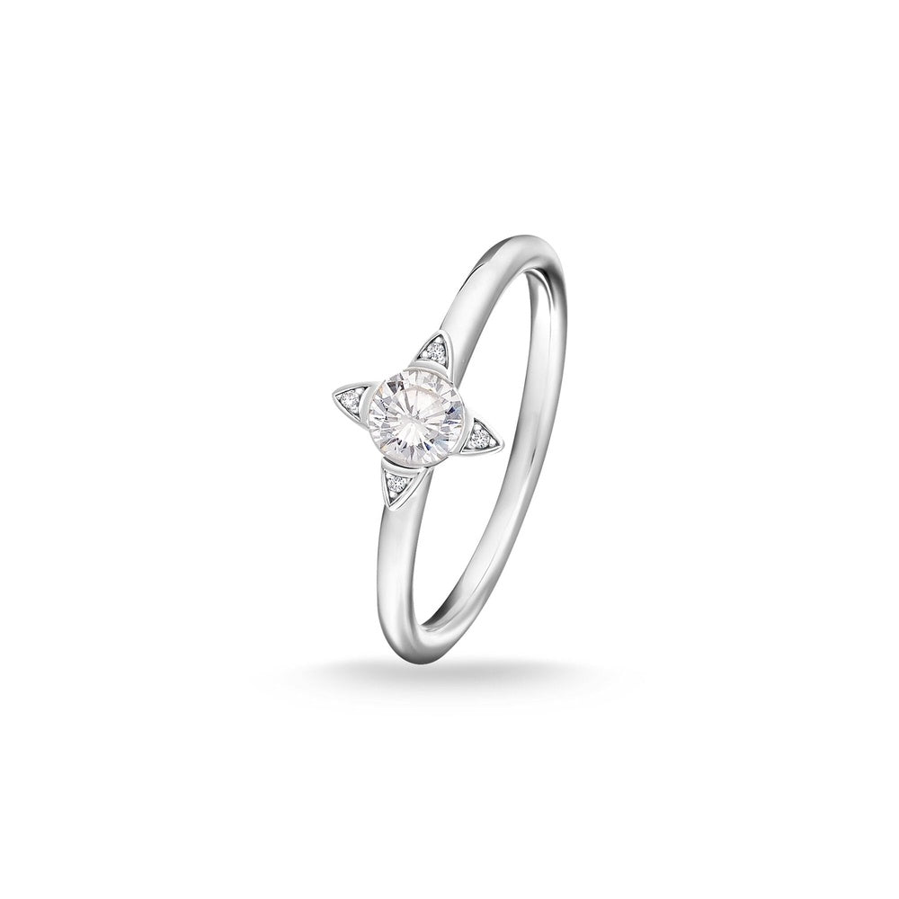 STERLING SILVER FLOWER SHAPE CUBIC ZIRCONIA RING