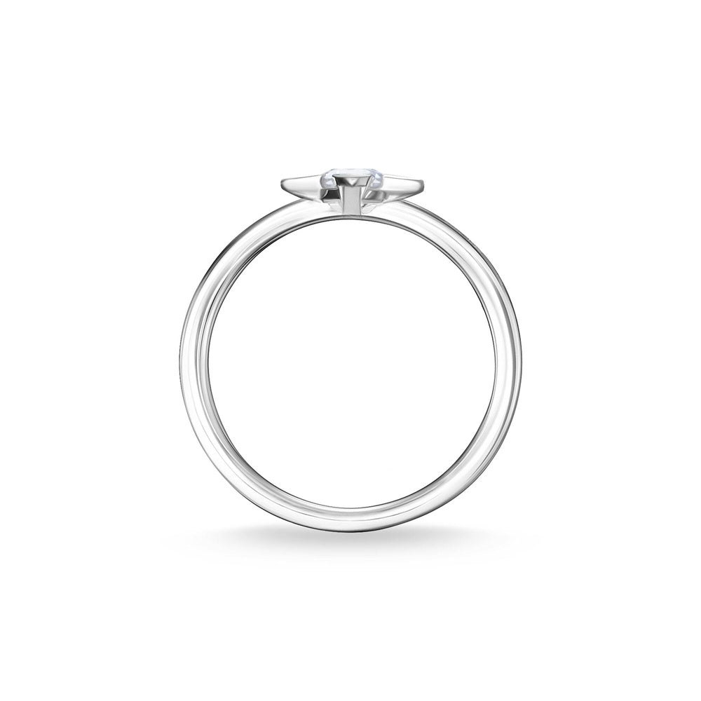 STERLING SILVER FLOWER SHAPE CUBIC ZIRCONIA RING