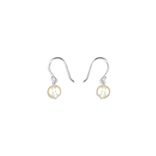 STERLING SILVER FRESHWATER PEARL DROP EARRINGS