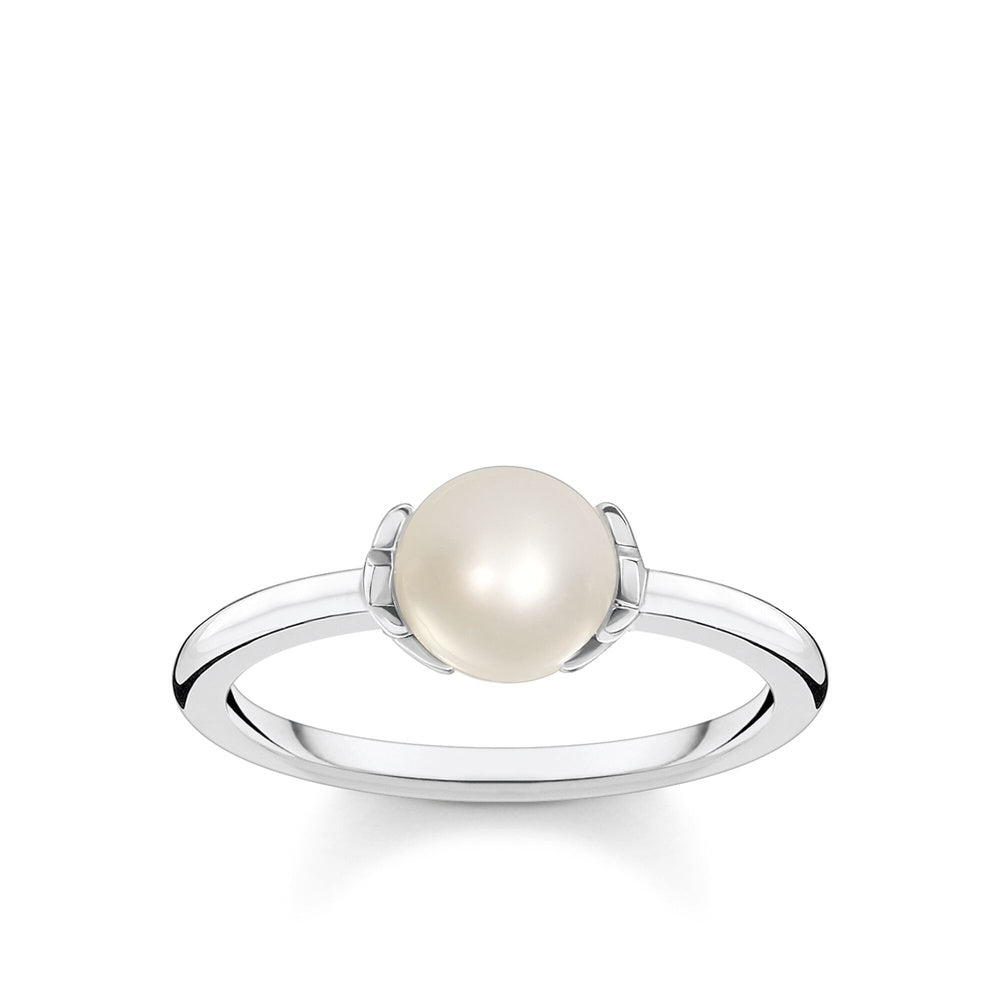 STERLING SILVER FRESHWATER PEARL RING WITH STARS