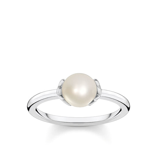 STERLING SILVER FRESHWATER PEARL RING WITH STARS