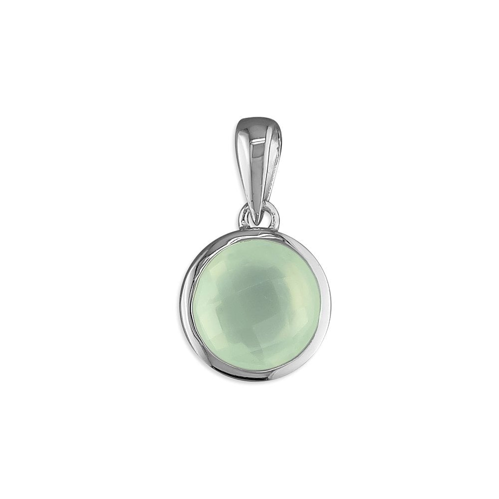 STERLING SILVER GREEN CHALCEDONY PENDANT