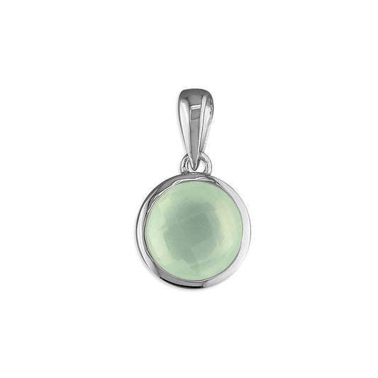 STERLING SILVER GREEN CHALCEDONY PENDANT