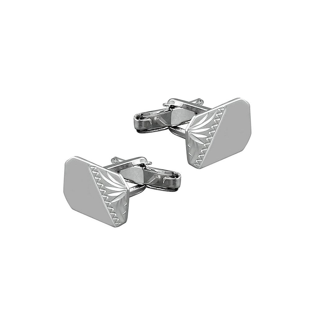 STERLING SILVER HALF ENGRAVED CUFFLINKS