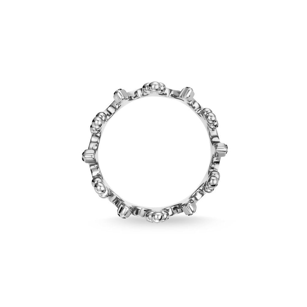 STERLING SILVER HANDCRAFTED CROWN RING WITH CUBIC ZIRCONIA STONE EMBELLISHMENT