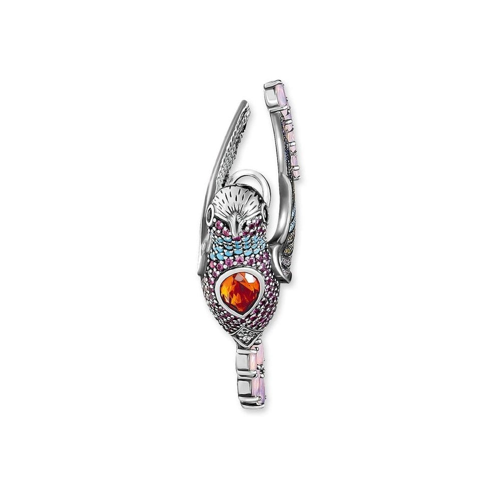 STERLING SILVER HANDCRAFTED HUMMINGBIRD CHARM PENDANT WITH ELABORATE PAVE MULTI COLOUR STONE EMBELLISHMENT