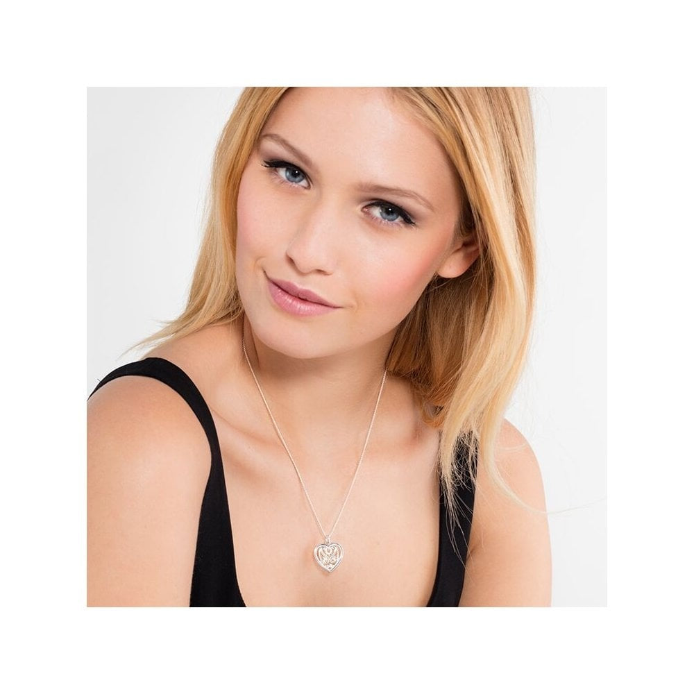 STERLING SILVER HEART AMULET NECKLACE WITH A PAISLEY DESIGN