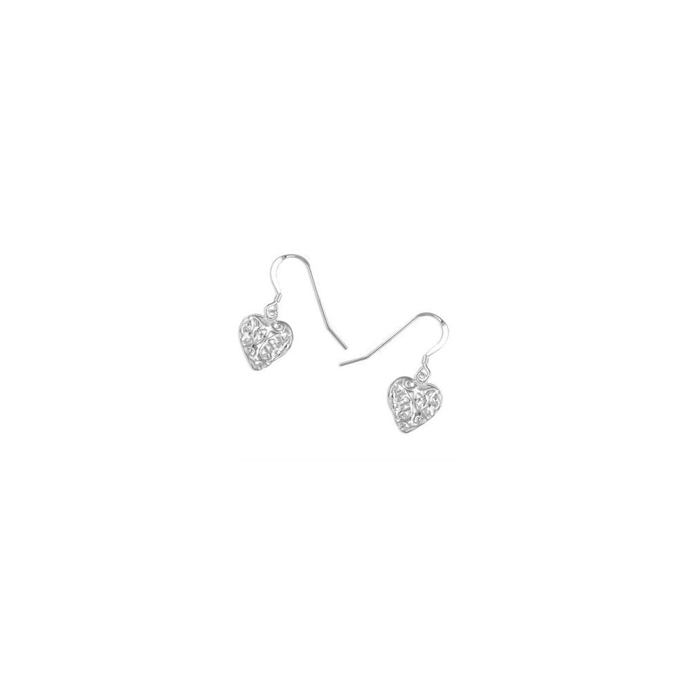 STERLING SILVER HEART DROP EARRINGS