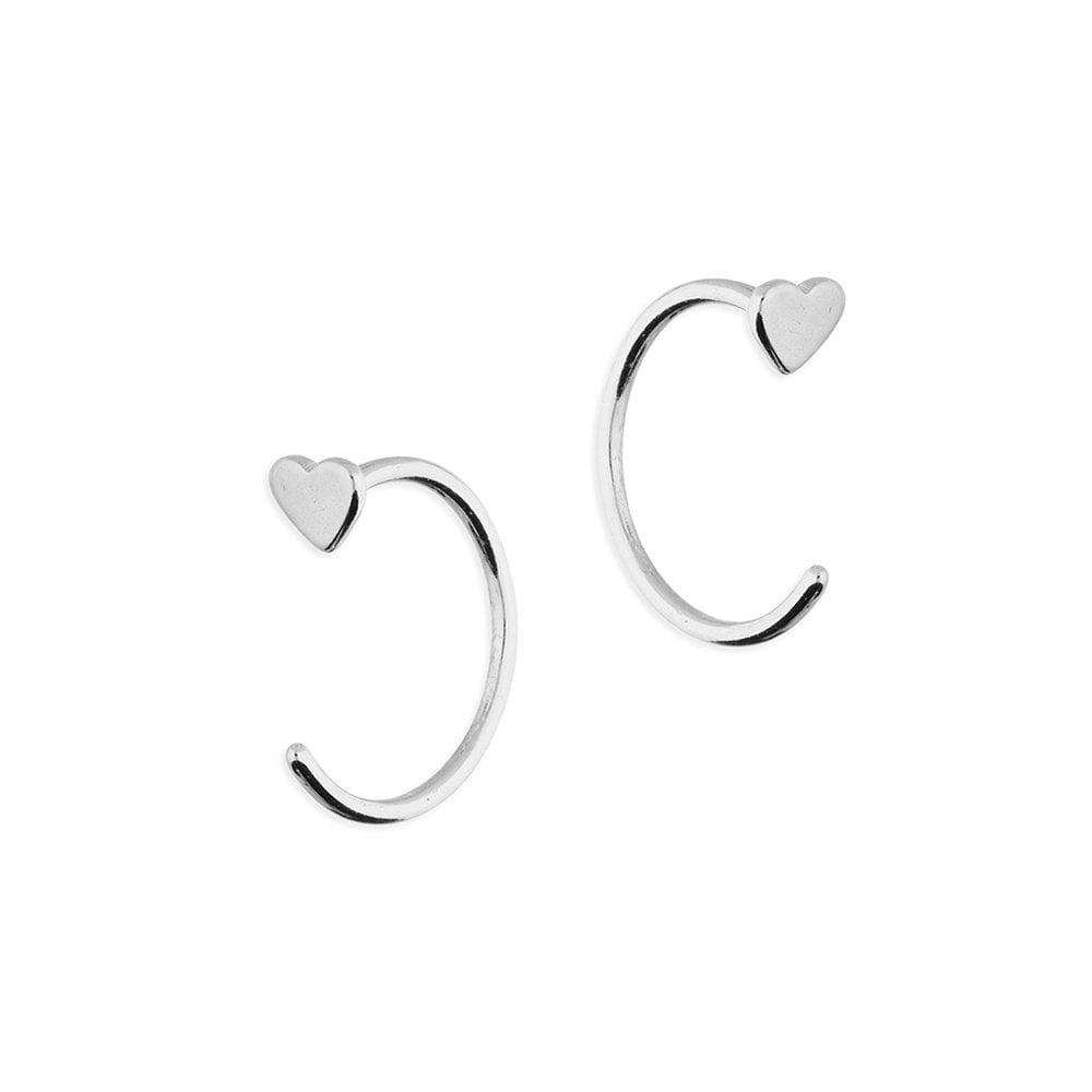 STERLING SILVER HEART HOOP EARRINGS