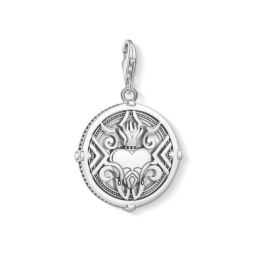 STERLING SILVER HEART WITH FLAMES CHARM PENDANT