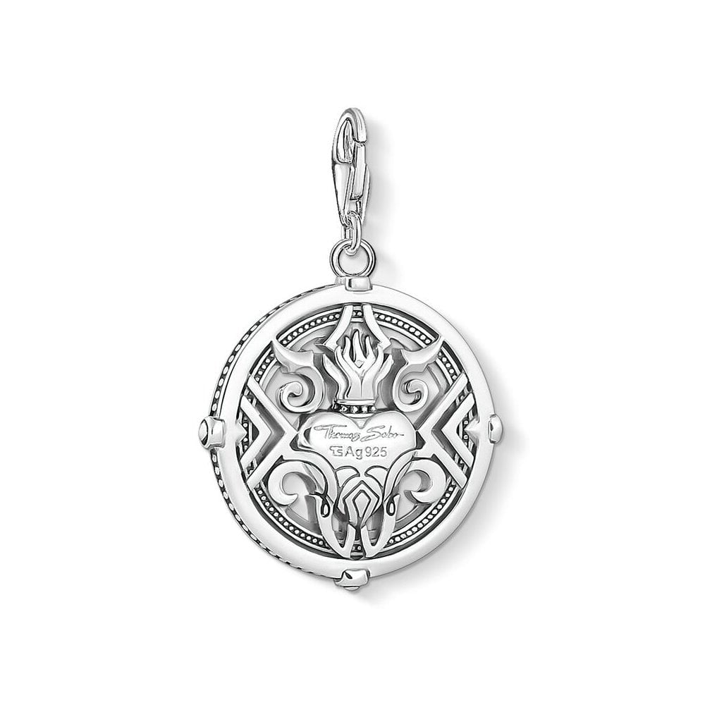 STERLING SILVER HEART WITH FLAMES CHARM PENDANT