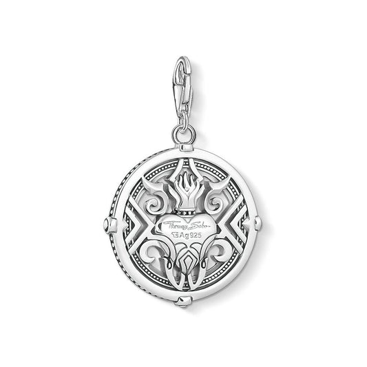 STERLING SILVER HEART WITH FLAMES CHARM PENDANT