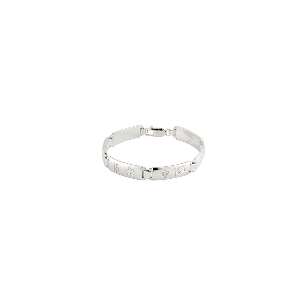 STERLING SILVER HISTORY OF IRELAND 6 BAR LINKED BRACELET