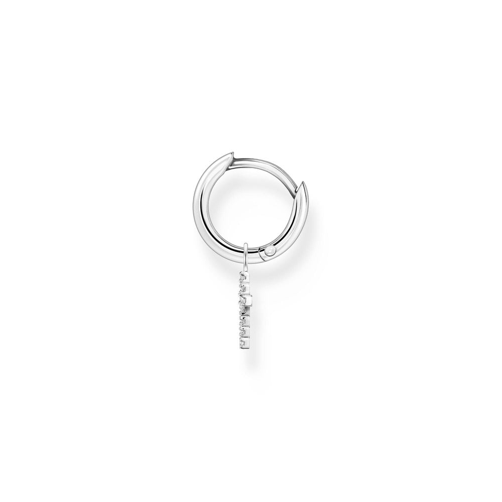 STERLING SILVER HOOP EARRINGS WITH CROSS DROP PENDANT