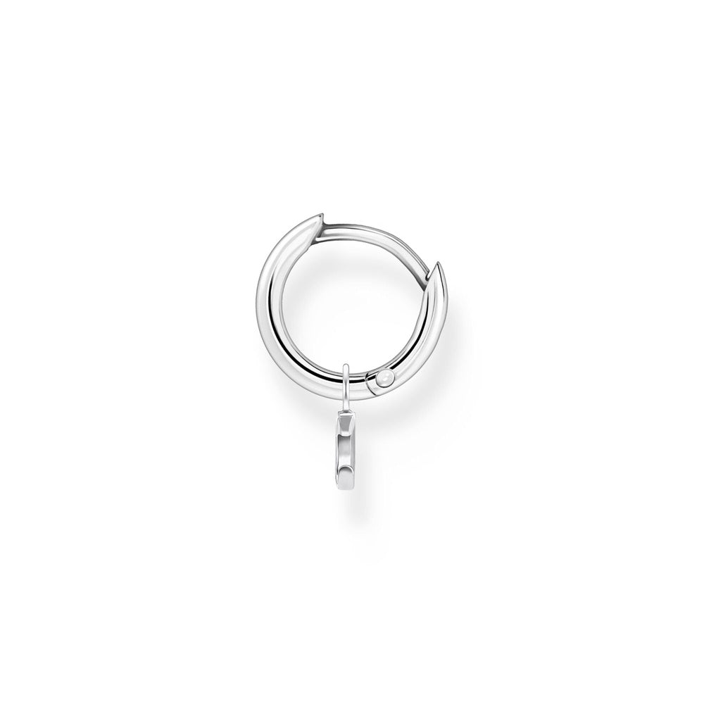 STERLING SILVER HOOP EARRINGS WITH MOON CRESCENT DROP PENDANT