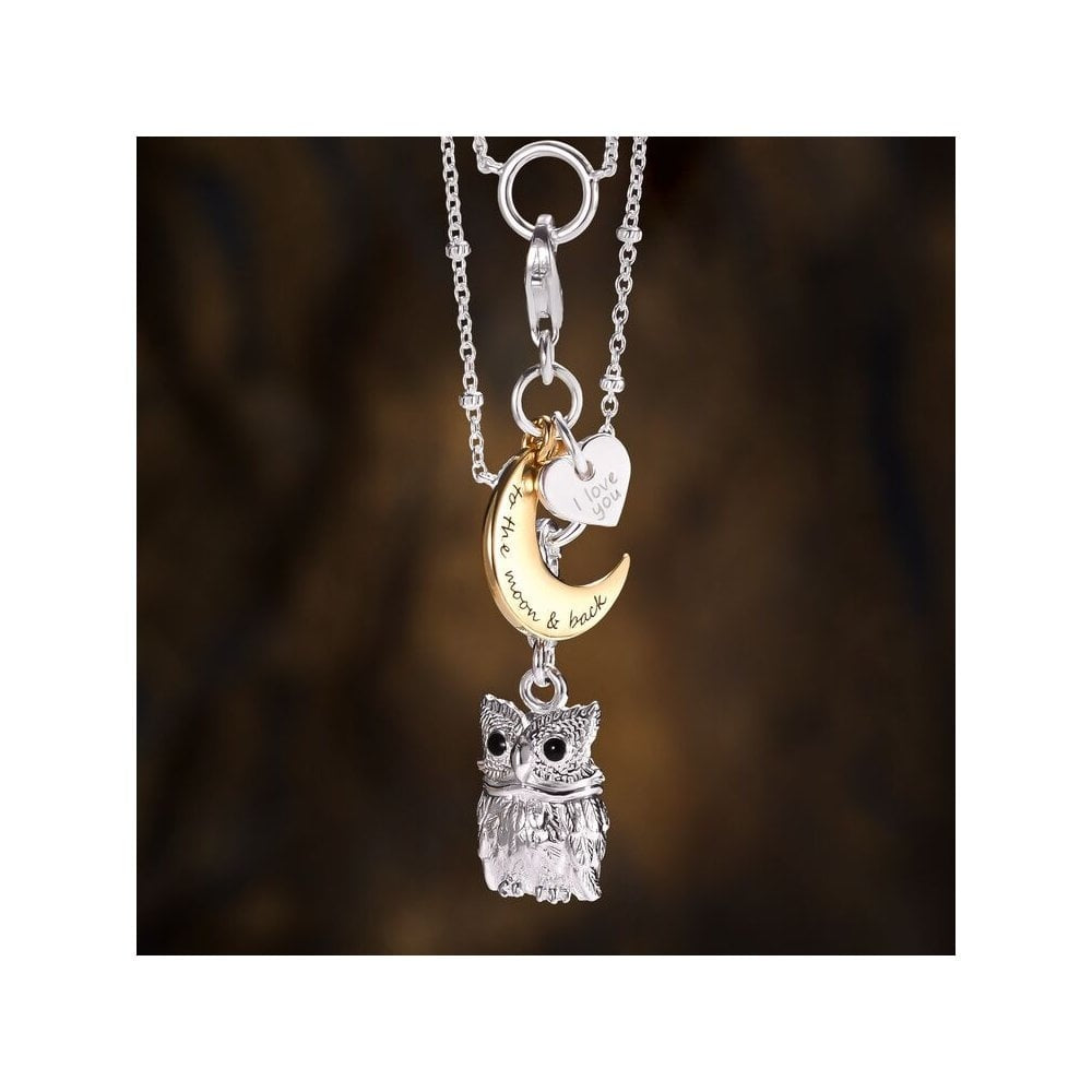 STERLING SILVER "I LOVE YOU" HEART & GOLD ON SILVER "TO THE MOON & BACK" MOON CHARM PENDANT