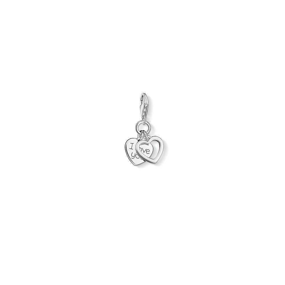 STERLING SILVER I LOVE YOU HEARTS CHARM PENDANT