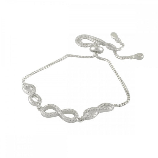 STERLING SILVER INFINITY BRACELET WITH CUBIC ZIRCONIA