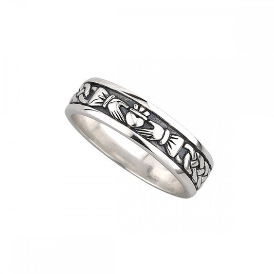 STERLING SILVER LADIES OXIDISED CLADDAGH RING