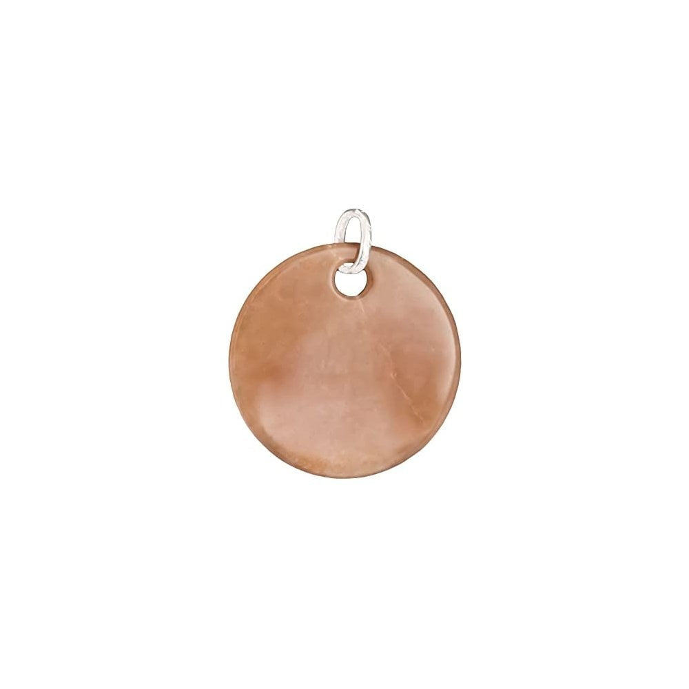 STERLING SILVER LARGE AVENTURINE DISC PENDANT