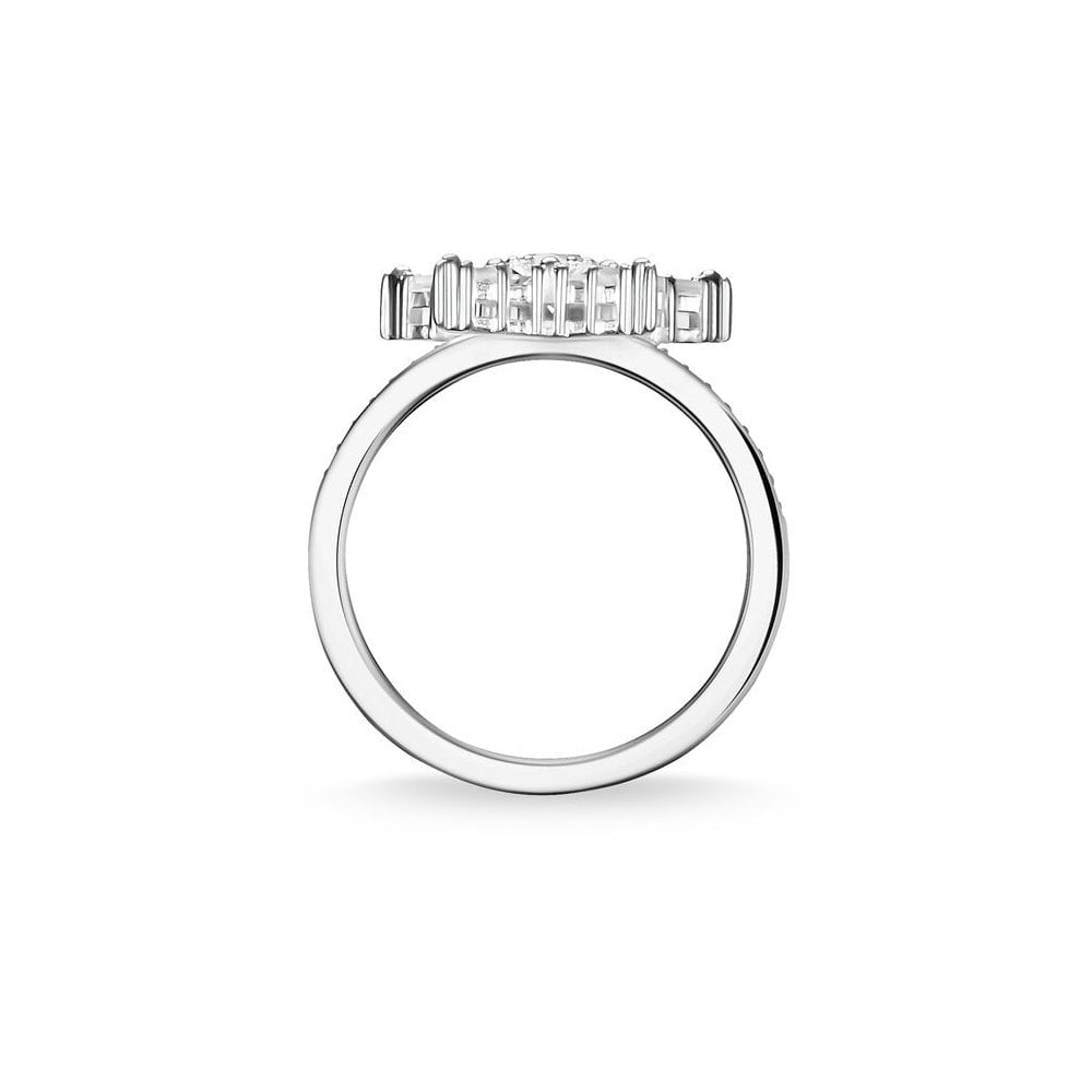 STERLING SILVER LARGE CUBIC ZIRCONIA STAR RING