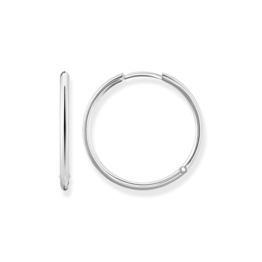 STERLING SILVER LARGE PLAIN HOOP EARRINGS