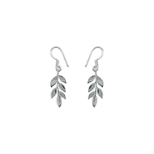 STERLING SILVER LEAF DROP EARRINGS
