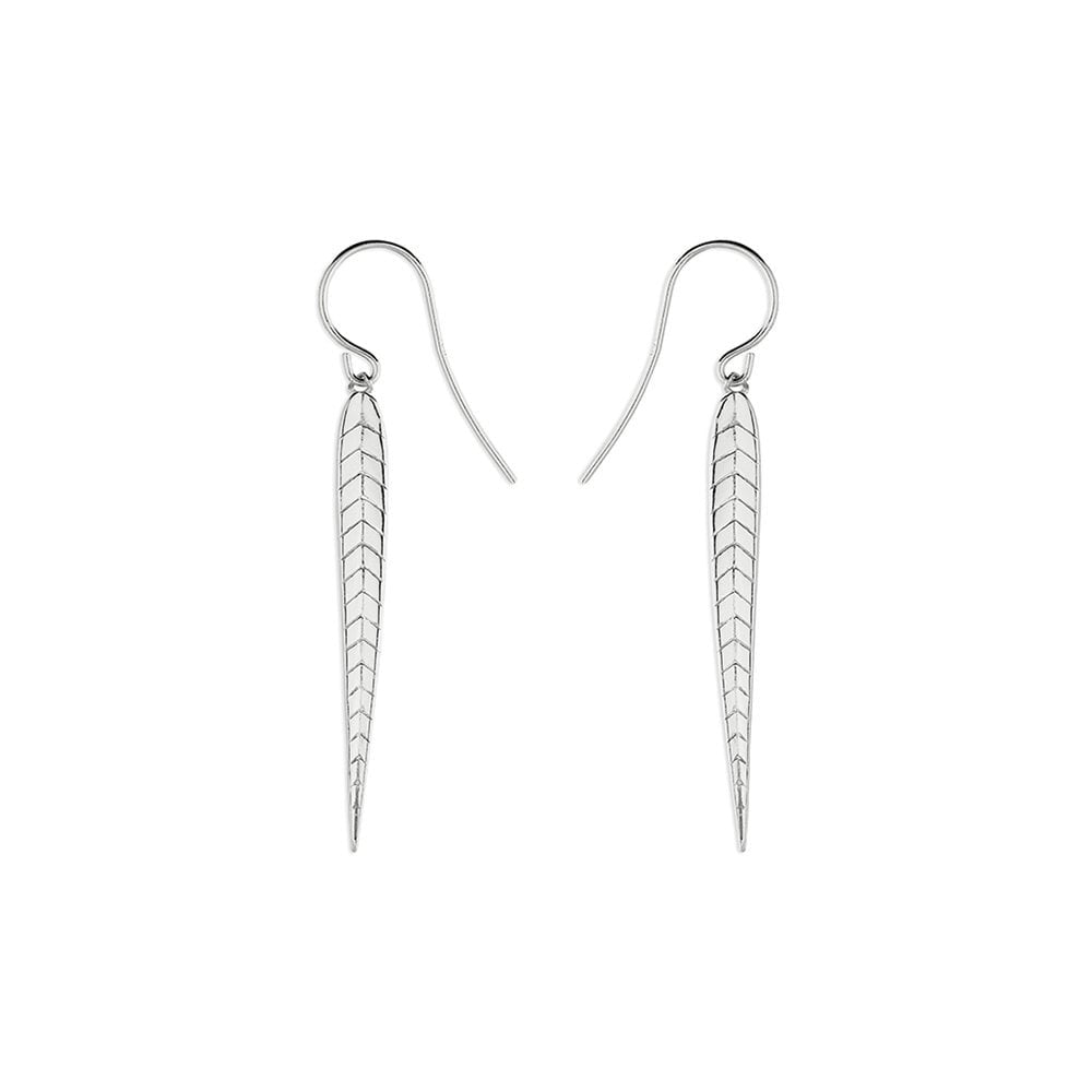 STERLING SILVER LEAF DROP EARRINGS
