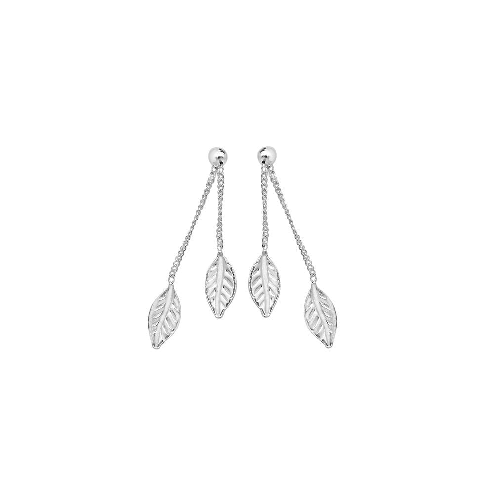 STERLING SILVER LEAF DROP EARRINGS