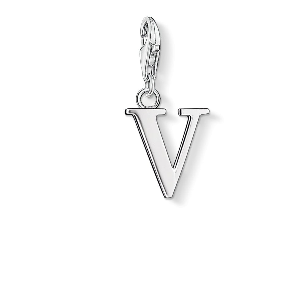 STERLING SILVER LETTER "V" CHARM PENDANT