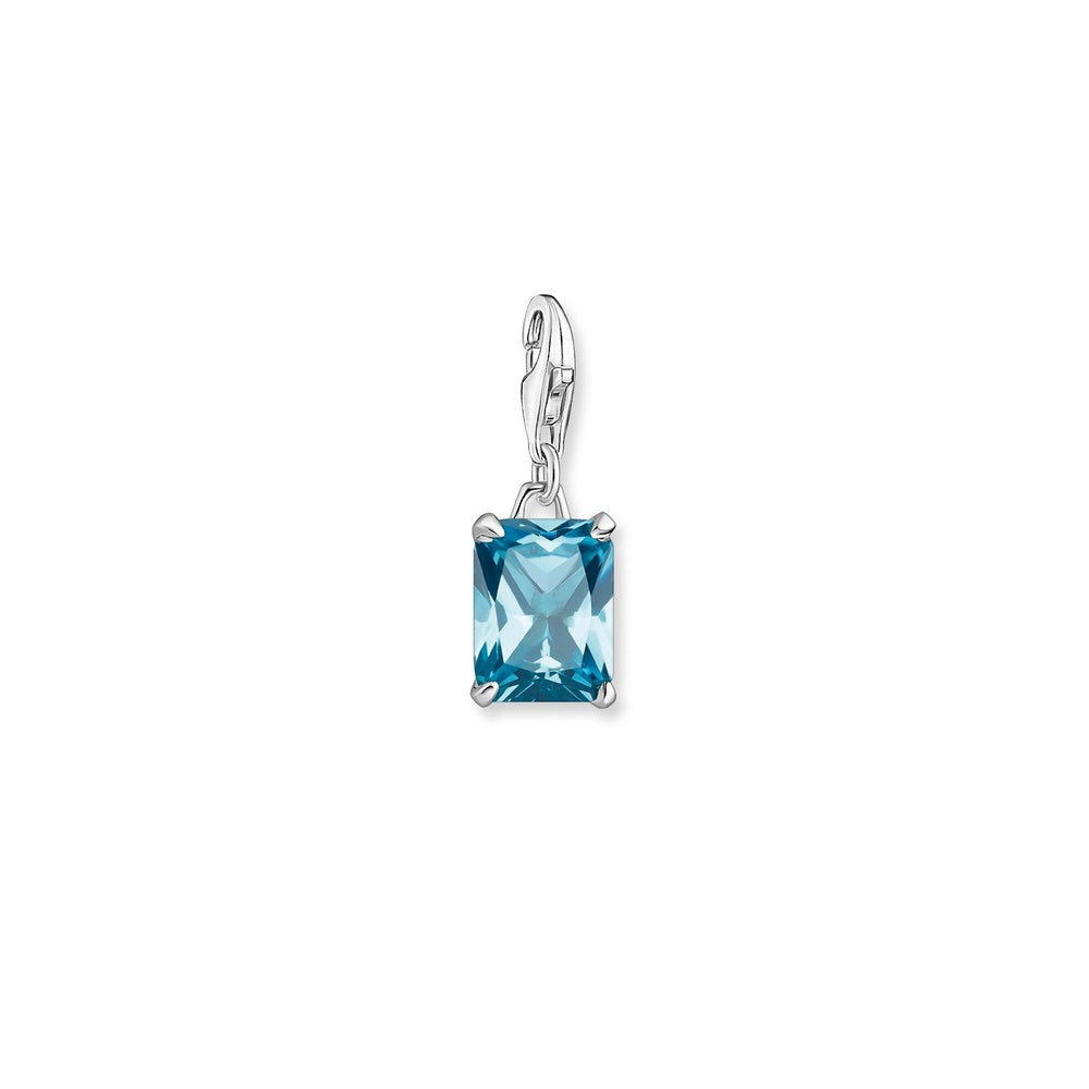 STERLING SILVER LIGHT BLUE RECTANGULAR CHARM