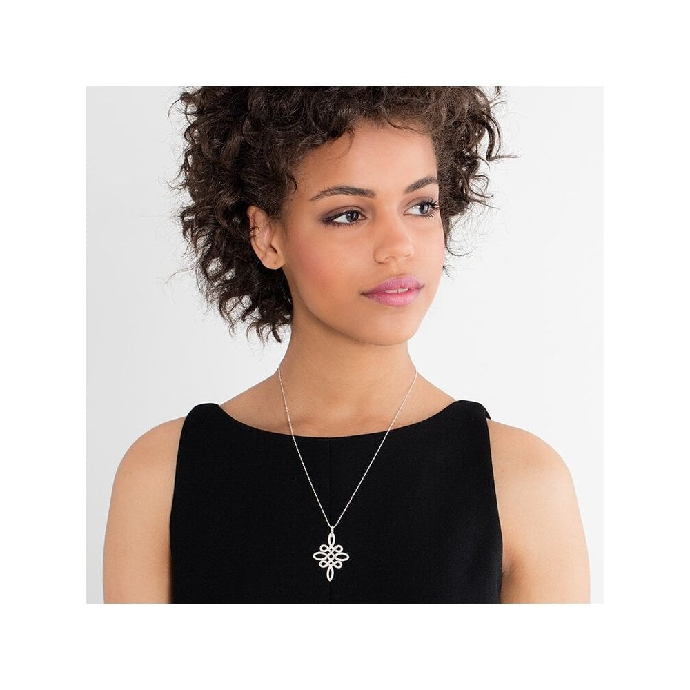 STERLING SILVER "LOVE KNOT" PENDANT WITH CUBIC ZIRCONIA