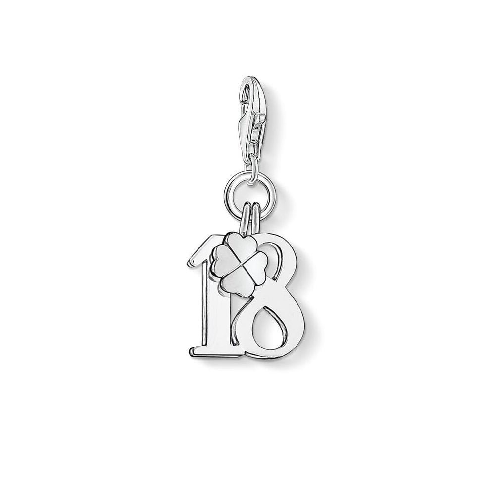 STERLING SILVER LUCKY NUMBER 18 CHARM PENDANT
