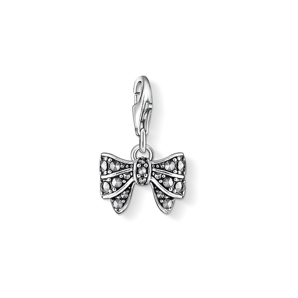 STERLING SILVER MARCASITE BOW CHARM