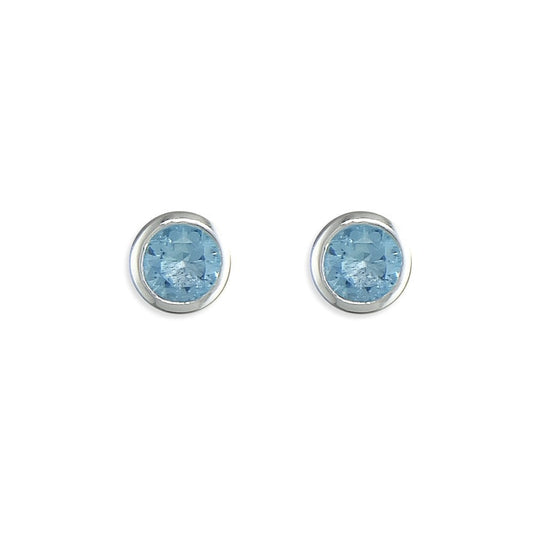 STERLING SILVER MARCH BIRTHSTONE STUD EARRINGS