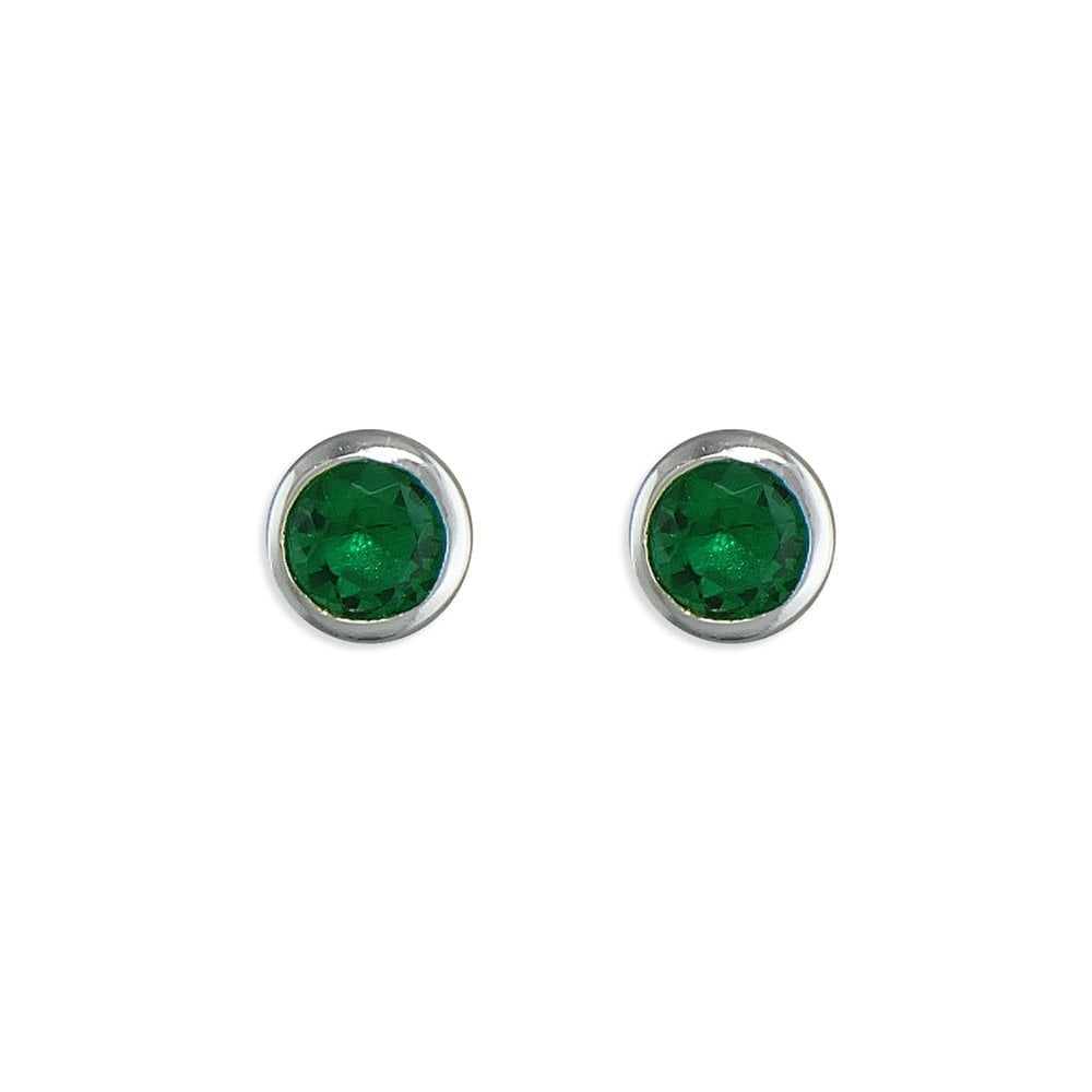 STERLING SILVER MAY BIRTHSTONE STUD EARRINGS