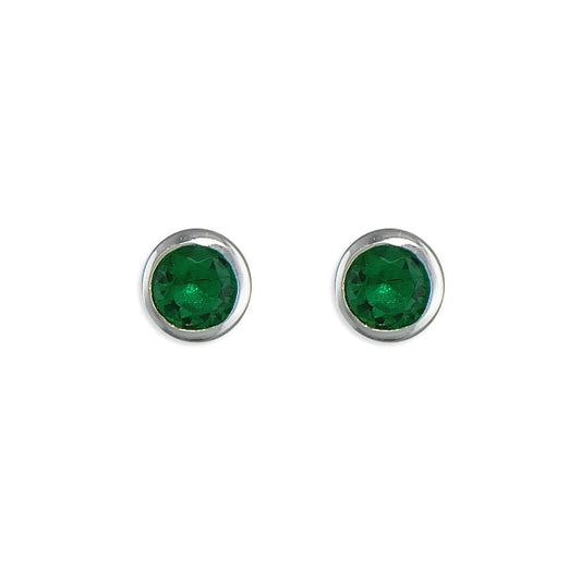 STERLING SILVER MAY BIRTHSTONE STUD EARRINGS