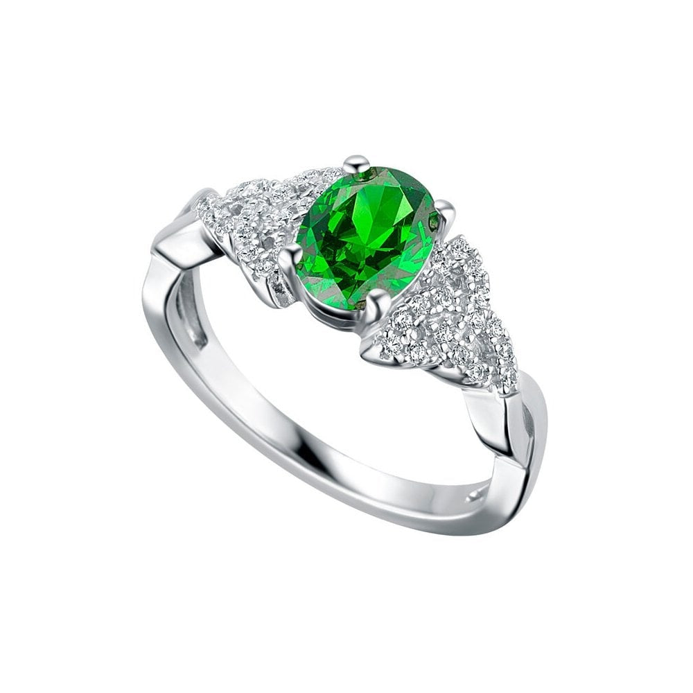 STERLING SILVER MAY BIRTHSTONE TRINITY KNOT RING
