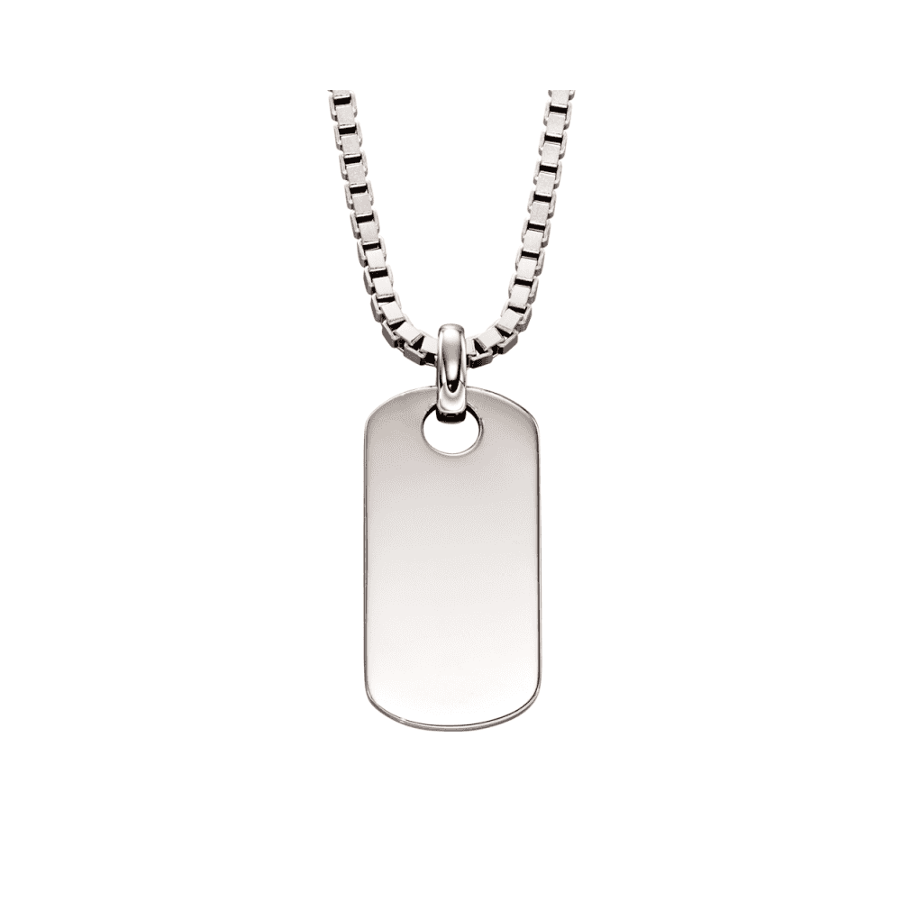 STERLING SILVER MENS ENGRAVABLE DOG TAG NECKLACE