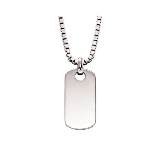 STERLING SILVER MENS ENGRAVABLE DOG TAG NECKLACE