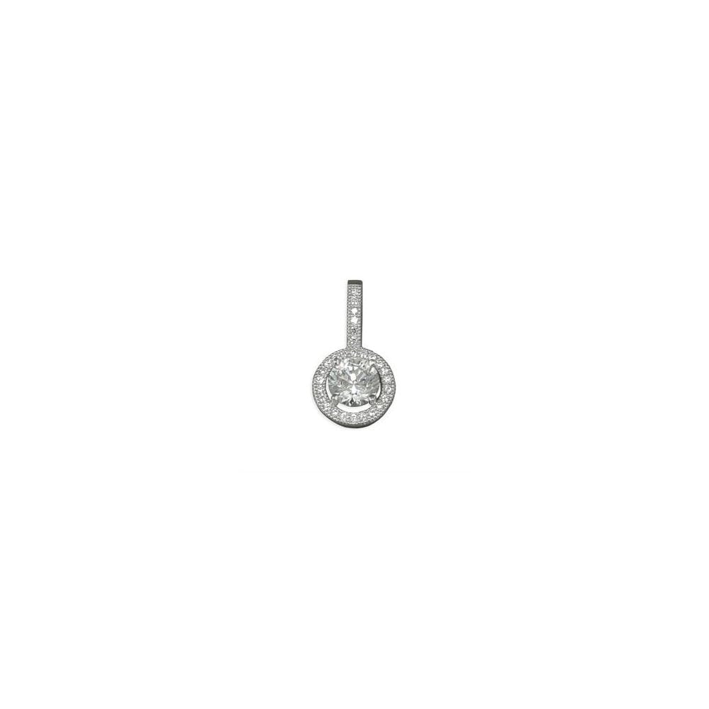STERLING SILVER MICRO-SET CUBIC ZIRCONIA HALO PENDANT