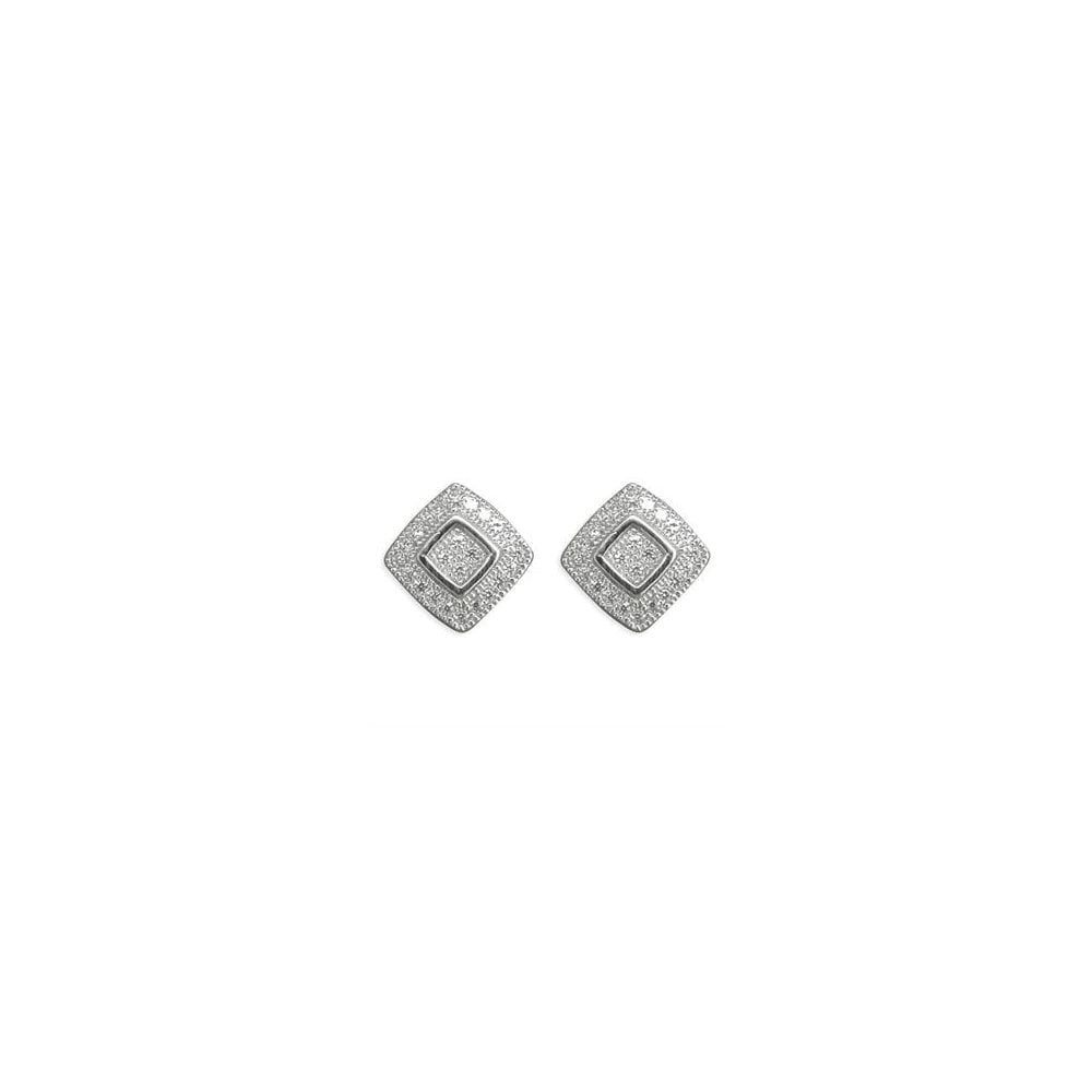 STERLING SILVER MICRO-SET CUBIC ZIRCONIA SQUARE STUD EARRINGS