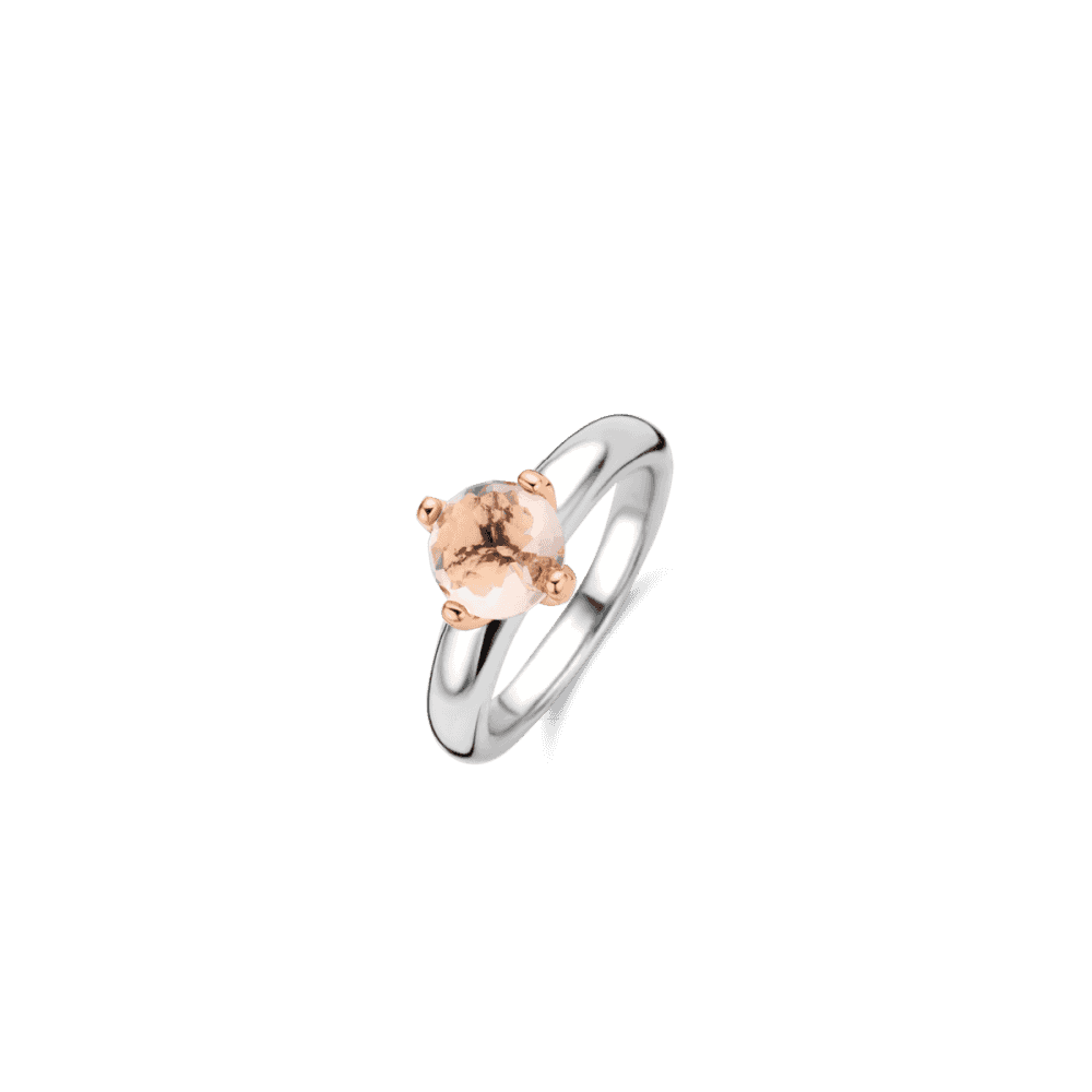 STERLING SILVER MILANO RING WITH A PINK NUDE STONE 
