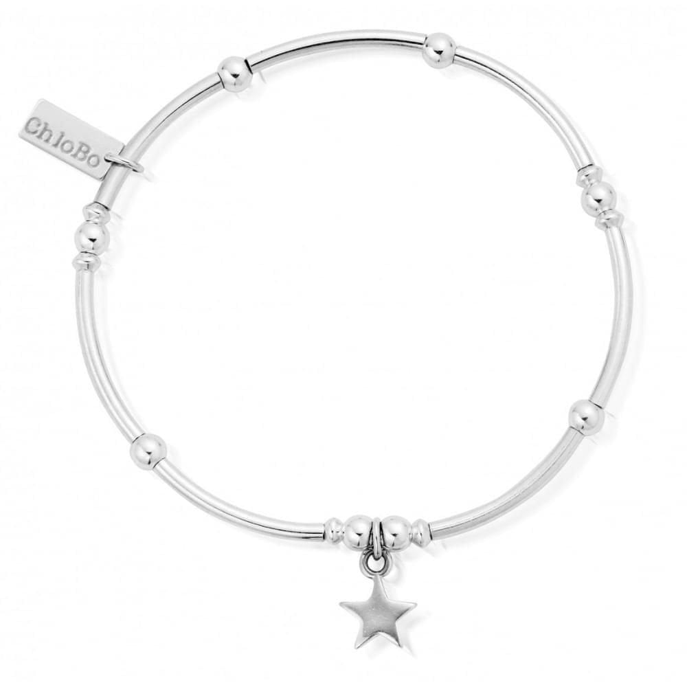 STERLING SILVER MINI NOODLE LINK WITH BALL & STAR FEATURES BRACELET