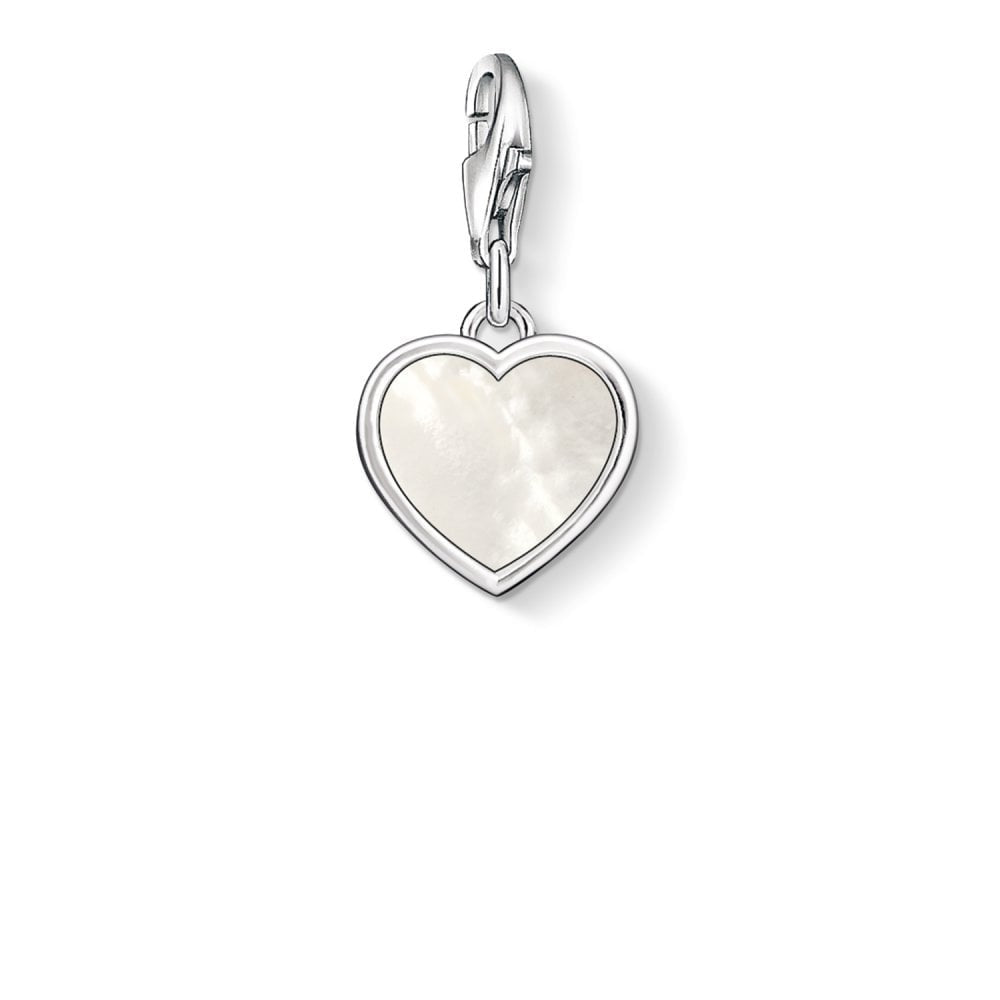 STERLING SILVER MOTHER OF PEARL HEART CHARM PENDANT