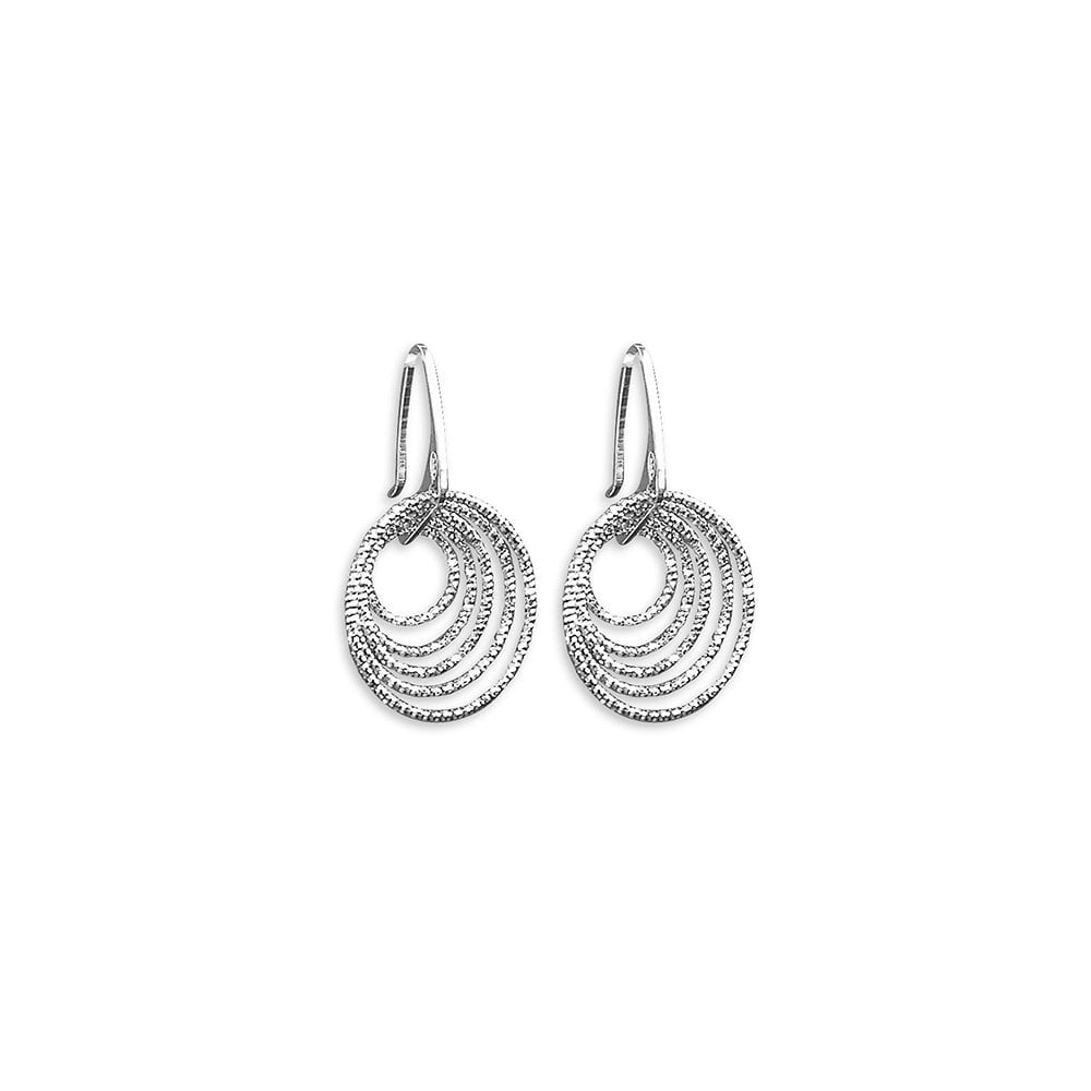 STERLING SILVER MULTI-TIER CIRCLES DROP EARRINGS