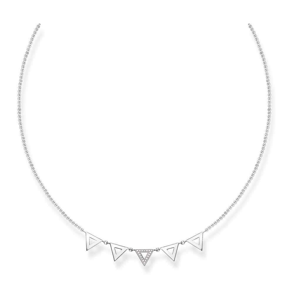 STERLING SILVER MULTI TRIANGLE NECKLACE WITH DIAMOND EMBELLISHMENT