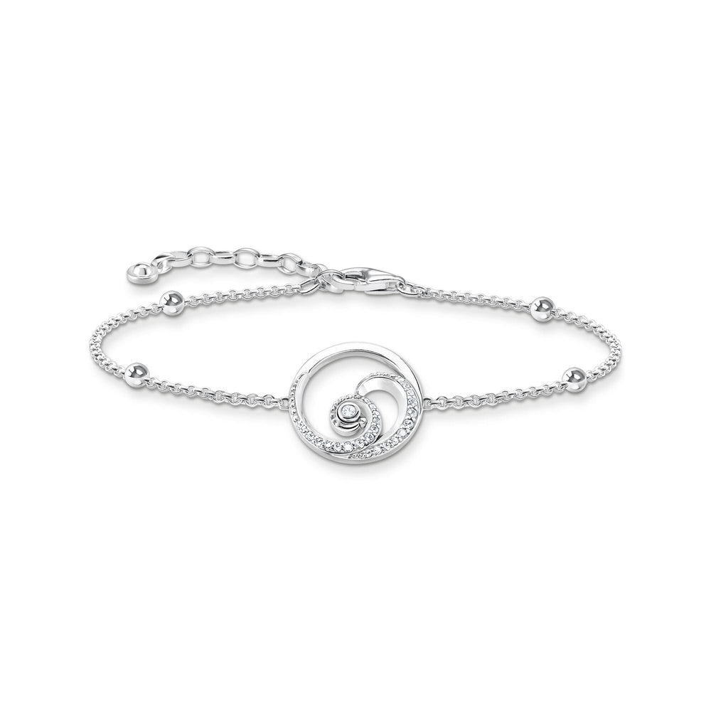 STERLING SILVER NAUTICAL WAVE BRACELET WITH ZIRCONIA DETAIL