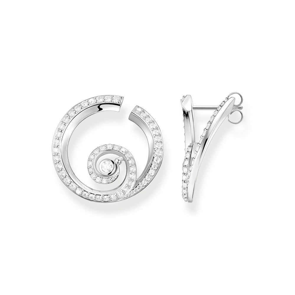 STERLING SILVER NAUTICAL WAVE STUD EARRINGS