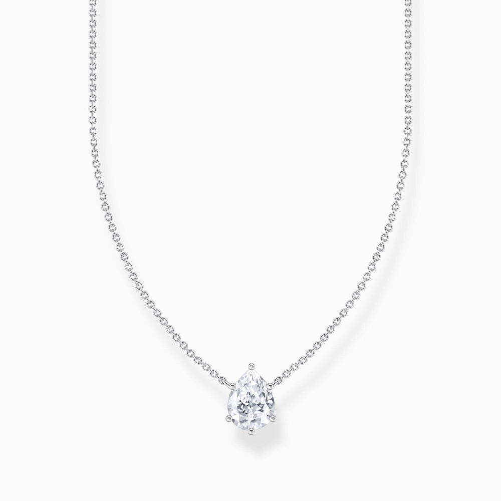 STERLING SILVER NECKLACE WITH DROP-SHAPED ZIRCONIA